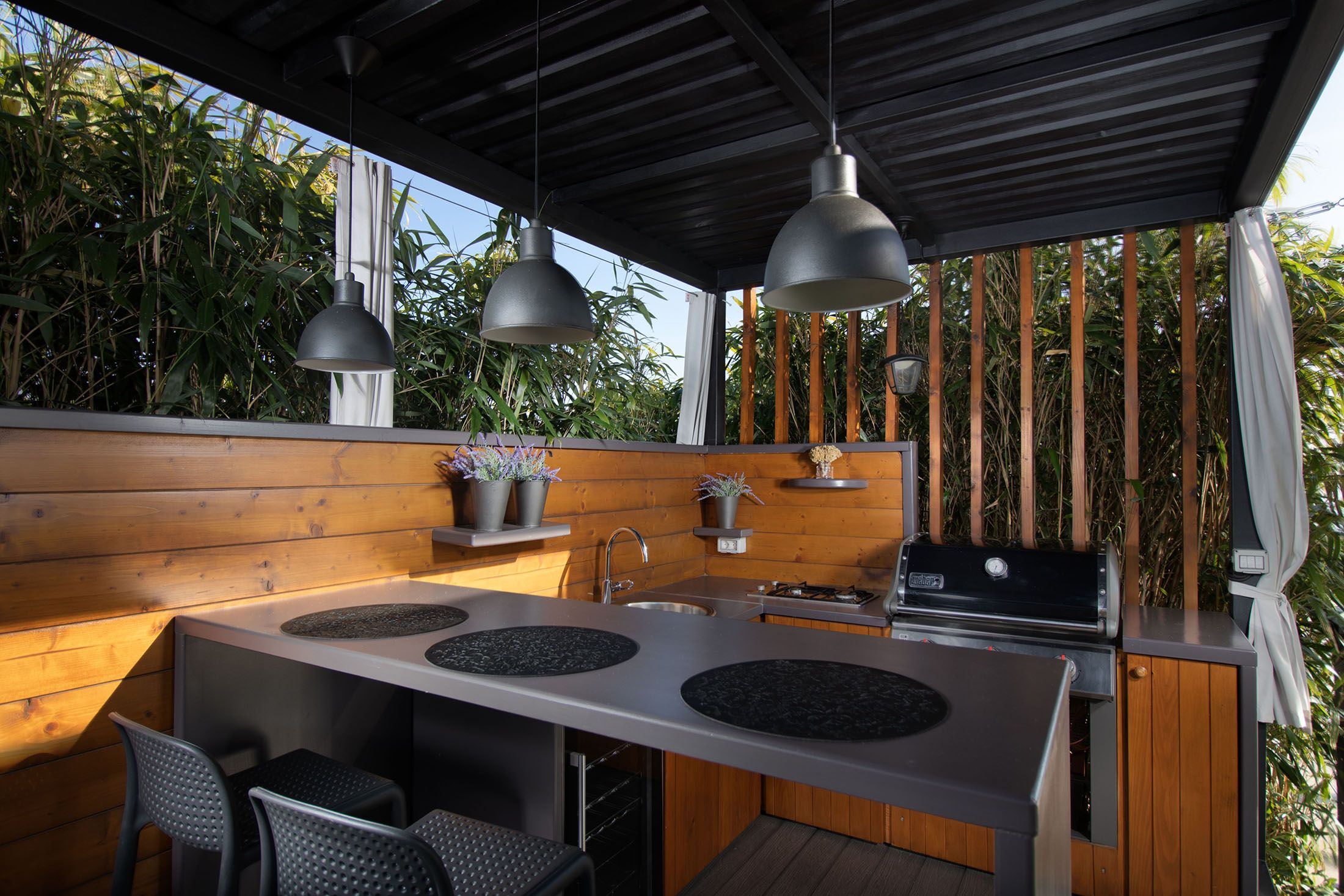 Open Air Mini Kitchen With Wooden Parts