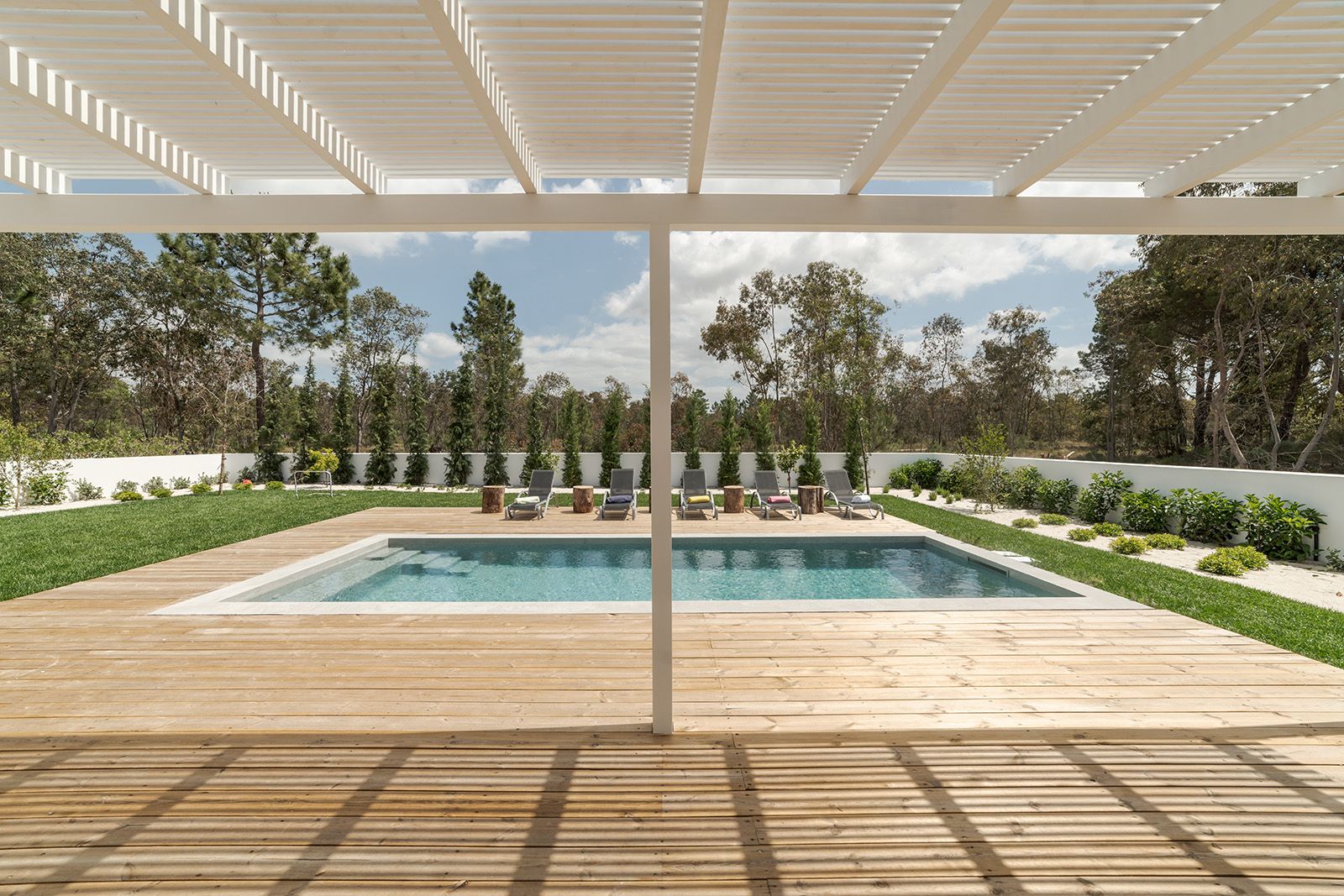 Modern House With Pergola Near Pool