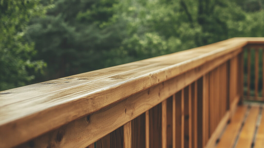 Close Up Of Wooden Deck Railing